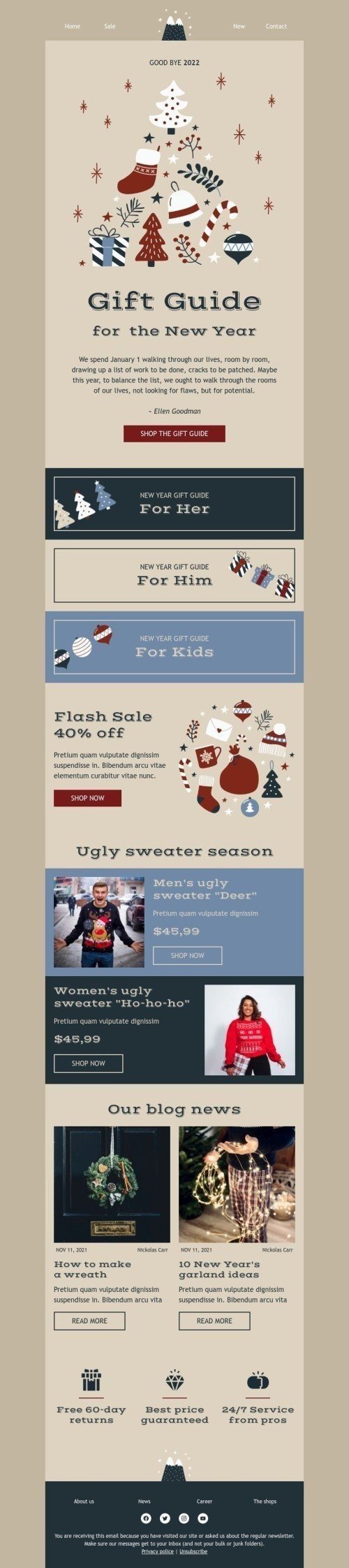 Gift guide for New Year Email Template by Anastasiia Babintseva