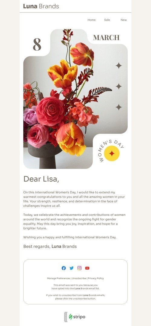 Women's Day email template "Flower geometry" for business industry mobile view
