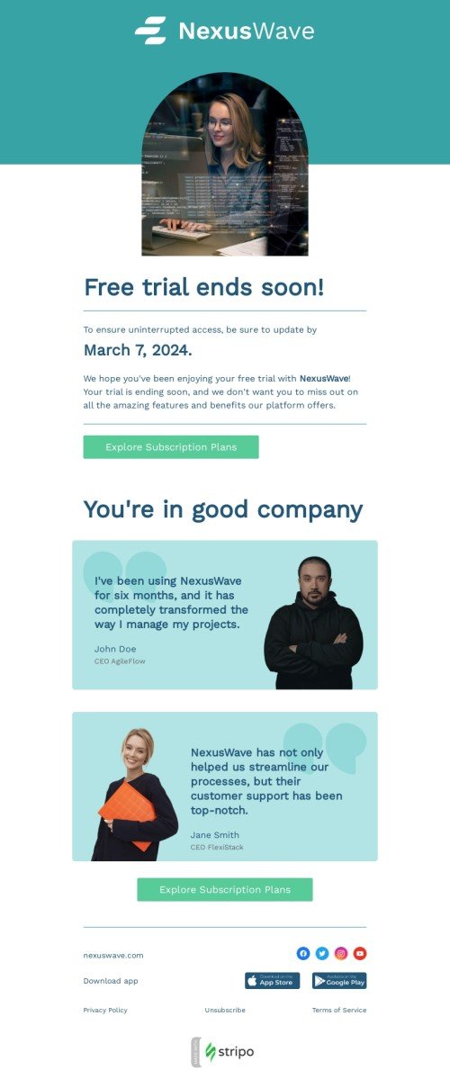 SaaS email template "You're in good company" for business industry mobile view