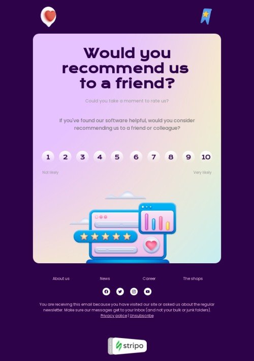 SaaS email template "Could you take a moment?" for business industrydesktop view