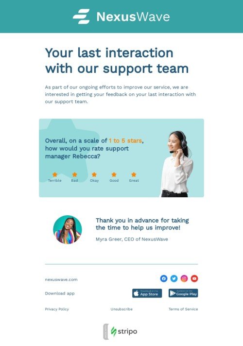 SaaS email template "We value your feedback" for business industrydesktop view