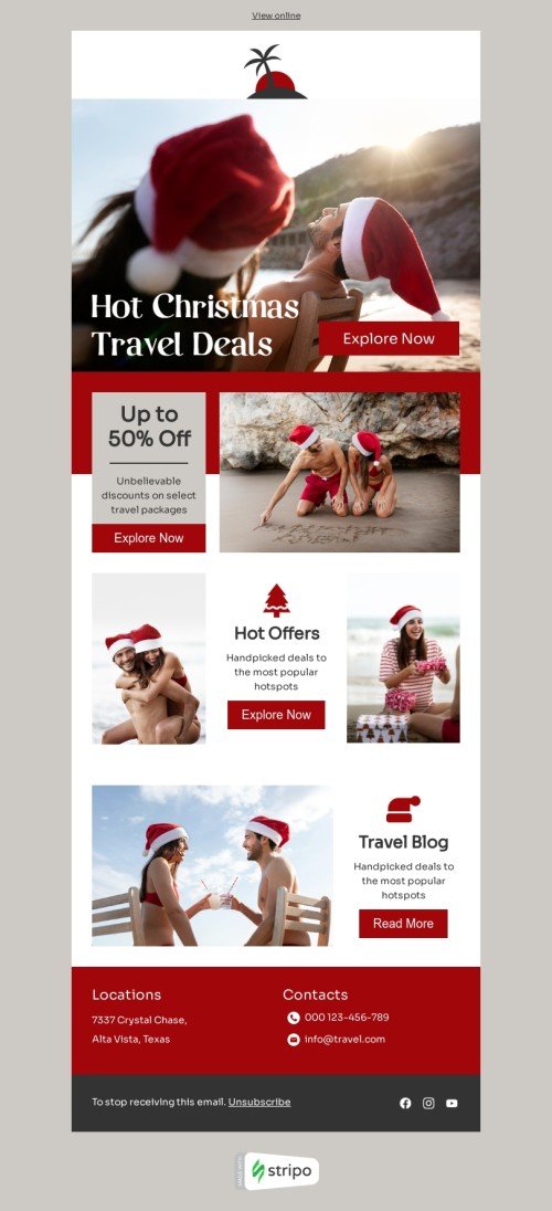 Hot Christmas travel deals Email Template by Anastasiia Babintseva