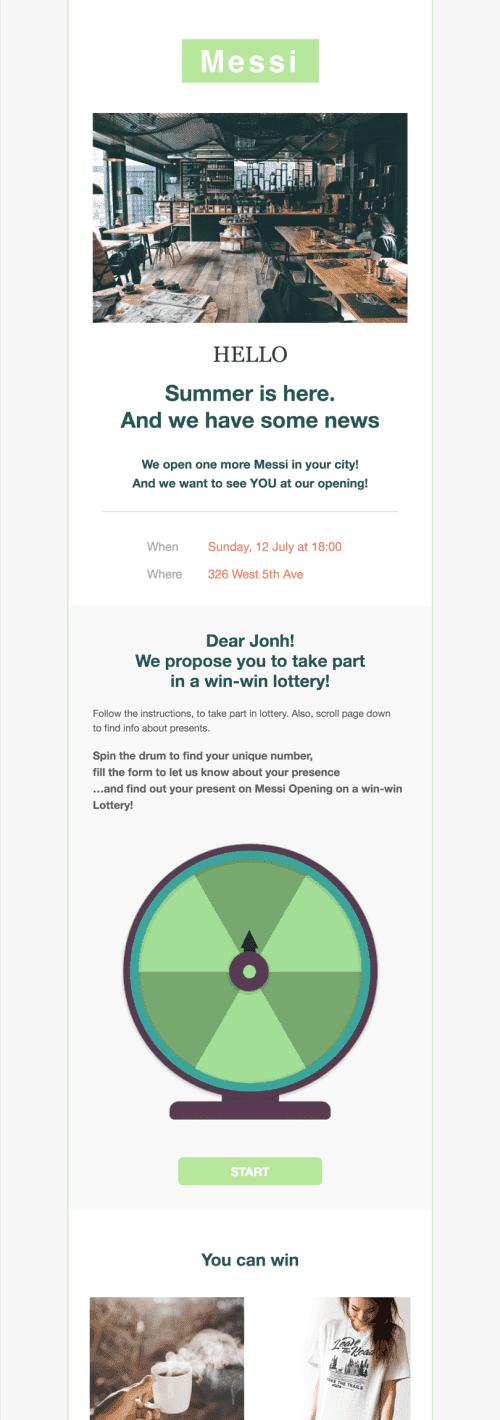Morning Coffee Email Template by Nataliia Sheinina — Stripo.email