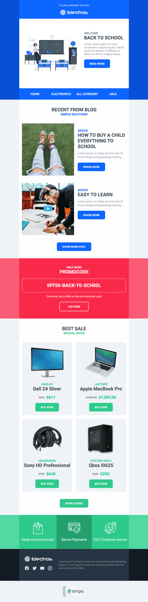 Back to School Email Template «Path to knowledge» for Gadgets industrydesktop view