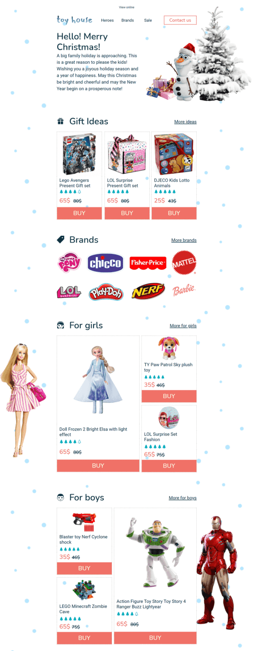 Christmas Email Template «Toy House» for Kids Goods industry desktop view