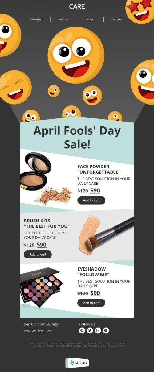 April Fools' Day Email Template «April Fool's Day sale» for Beauty & Personal Care industry desktop view