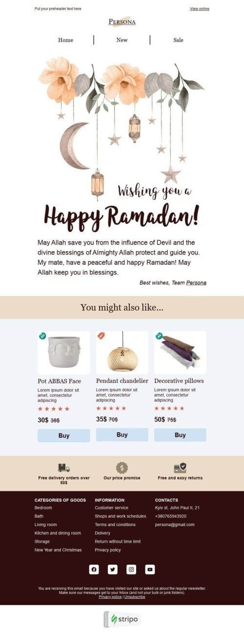 Ramadan Email Template «Happy Ramadan» for Furniture, Interior & DIY industry mobile view