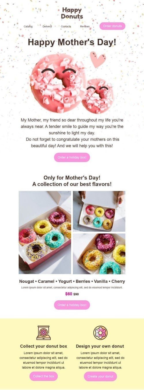 Mother’s Day Email Template «The best flavors» for Food industry mobile view
