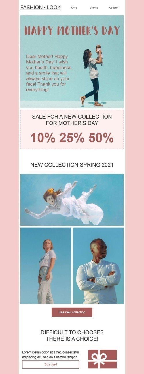 Mother’s Day Email Template «Thank for everything» for Fashion industry desktop view