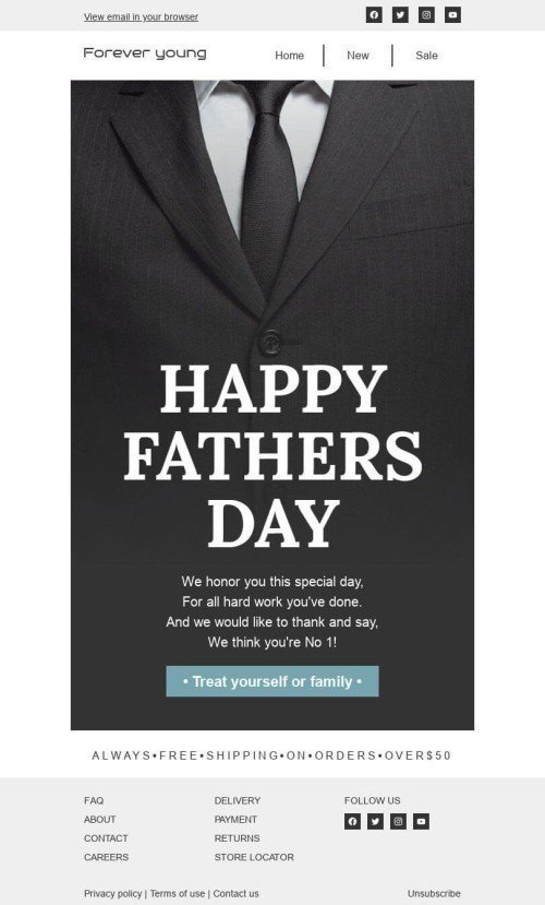 Father’s Day Email Template «Men's suit» for Fashion industry desktop view