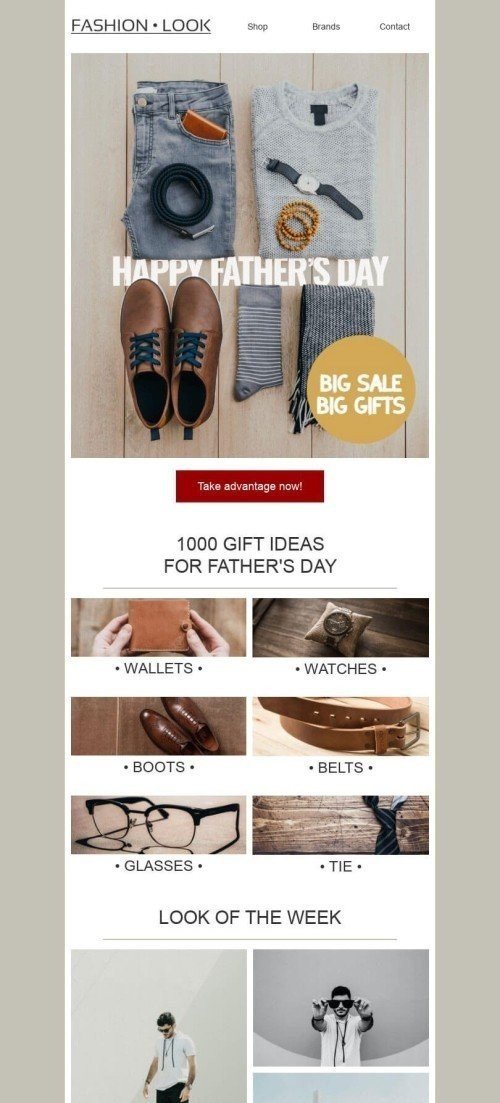 Father’s Day Email Template «Accessories for men» for Fashion industry desktop view