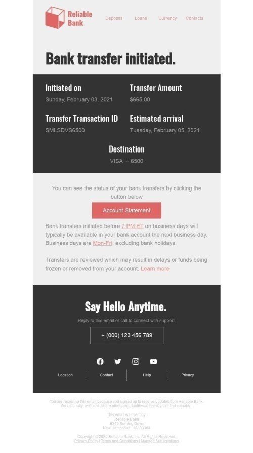 Email Bank Transfer