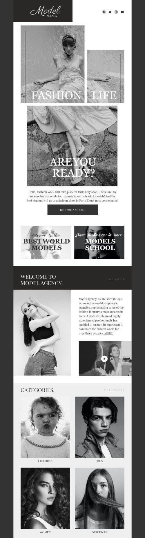 Model Agency Email Template By Anastasiia Babintseva Stripo Email